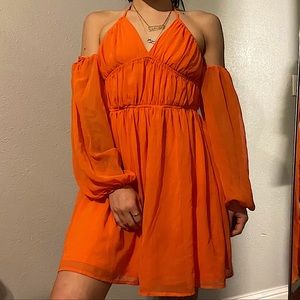 MISSGUIDED Orange Fairy-Style Halter Dress